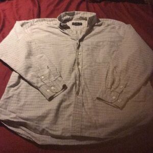 Eddie Bauer Tan White Casual Button Down Shirt L